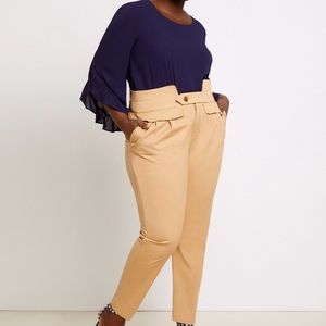Eloquii Cinched Waist Khaki Trousers
